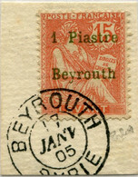 !!! LEVANT. N°27 OBLITÉRATION BEYROUTH SUPERBE SUR FRAGMENT. SIGNÉ CALVES ET THIAUDE - Used Stamps