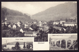 1909 Gelaufene AK Aus Bäretswil, 4 Bildrig, Mit Weberei Neuegg. Viadukt Der Uerikon-Bauma-Bahn. - Bäretswil