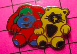 613e Pin's Pins / Beau Et Rare / THEME JEUX / JOUETS ANIMAUX EN PELUCHE CHIEN CHAT - Jeux