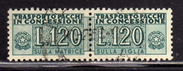 ITALIA REPUBBLICA ITALY REPUBLIC 1955 1981 PACCHI IN CONCESSIONE PARCEL POST STELLE STARS 1958 LIRE 120 USATO USED OBLIT - Concessiepaketten