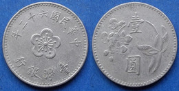 TAIWAN - 1 Yuan Year 62 (1973) "plum Blossom" Y# 536 - Edelweiss Coins - Taiwán