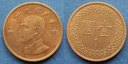 TAIWAN - 1 Yuan Year 94 (2005) Y# 551 Standard Coinage - Edelweiss Coins - Taiwán