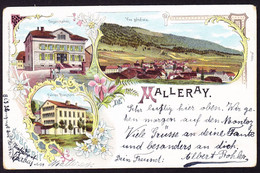 1902 Gelaufene Litho AK: Souvenir De Malleray Mit Consommation Und Fabrique Planchard - Malleray