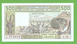 IVORY COAST W.A.S. 500 FRANCS 1988  P-106Aa  UNC - West-Afrikaanse Staten