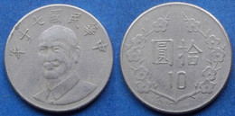 TAIWAN - 10 Yuan Year 70 (1981) Y# 553 Standard Coinage - Edelweiss Coins - Taiwán