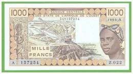 IVORY COAST W.A.S. 1000 FRANCS 1990  P-107Aj UNC - États D'Afrique De L'Ouest