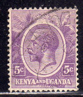 KENYA & UGANDA GREAT BRITAIN 1922 1927 KING GEORGE V RE GIORGIO CENT. 5c USATO USED OBLITERE' - Kenya & Oeganda