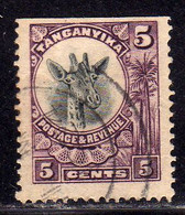 TERRITORY OF TANGANYIKA GREAT BRITAIN 1922 1925 VARIETY AFRICAN FAUNA GIRAFFE GIRAFFA CENT. 5c USATO USED OBLITERE' - Tanganyika (...-1932)