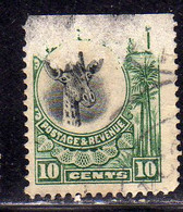 TERRITORY OF TANGANYIKA GREAT BRITAIN 1922 1925 AFRICAN FAUNA GIRAFFE GIRAFFA CENT. 10c USATO USED OBLITERE' - Tanganyika (...-1932)