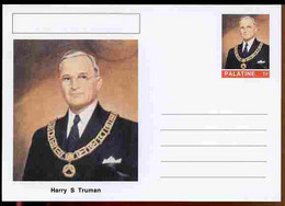 Palatine (Fantasy) Personalities - Harry S Truman (33rd USA President) Postal Stationery Card Unused And Fine - Personnages