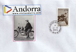 ANDORRE.Moto Ancienne De La Police Andorrane, Sur Lettre , Village De Sant Julia 2015 - Briefe U. Dokumente