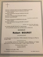 Doodsbrief RIJKSWACHTER R.BOURET °BOURET 1938. +MONTIGNY LE TILLEUL1990 - Andachtsbilder