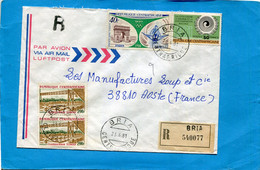 Centrafique-Registered  Letter -cad-BRIA-1981-4-stamps-N°253 SCIAGE DE BOIS-A111 Sport Skiff - Zentralafrik. Republik