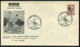 Turkey 1967 Free Wrestling Tournament Of Europe | Special Cover, Istanbul, July 7 - Lettres & Documents