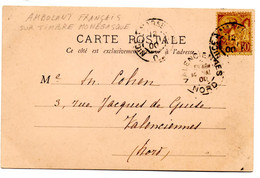 CP De Monaco Nice Marseilles (14.05.1900) Pour Valenciennes Nord Ambulant - Covers & Documents