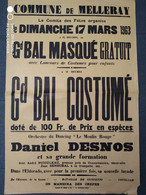 Melleray (Sarthe). Belle Affiche De 1963. Grand Bal Costumé. - Afiches