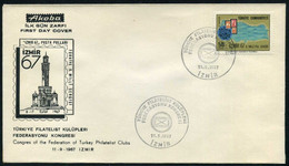 Turkey 1967 Congress Of The Federation Of Turkey Philatelist Clubs | Clock Tower | Special Cover, Izmir, Sept.11 - Covers & Documents