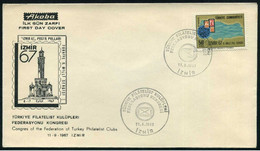 Turkey 1967 Congress Of The Federation Of Turkey Philatelist Clubs | Clock Tower | Special Cover, Izmir, Sept.11 - Lettres & Documents