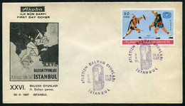 Turkey 1967 XXVI Th Balkan Athletics Games | Sword And Shield Fighting | Special Cover, Istanbul, Sept. 29 - Storia Postale