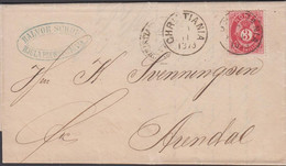 1875. NORGE. Posthorn. Skilling Values. 3 Sk. Rose On Nice Small Cover From CHRISTIANIA28 11... (Michel 18 B) - JF427650 - Storia Postale