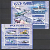 TG1267 2010 TOGO TOGOLAISE SHIPS & BOATS SUBMARINE SOUS-MARINS KB+BL MNH - U-Boote