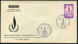 Turkey 1968 Declaration Of Human Rights, 20th Anniv. | Special Cover, Ankara, Dec. 10 - Lettres & Documents