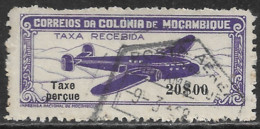 Mocambique – 1947 Plane With "Taxa Perçue" Legend 20$00 Used - Mosambik