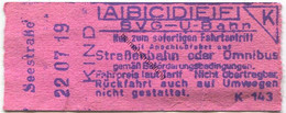 Deutschland - Berlin - BVG U-Bahn Mit Anschlussfahrt Auf Strassenbahn Oder Omnibus - Kinder-Fahrschein - Seesrtasse - Europe