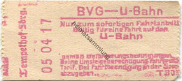 Deutschland - Berlin - BVG - U-Bahn Fahrschein Tempelhof-Schöneberg - Europe
