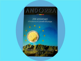 ANDORRE 2014 2 Euros - 20e Anniversaire De L'adhésion Au Conseil De L'Europe (frappe 2016) - BU - Andorra