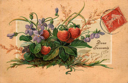 Fraises * CPA Illustrateur Gauffrée Embossed * 1907 * Fraise Strawberry - Altri & Non Classificati