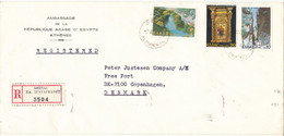 Greece Registered Cover Sent To Denmark 1981 Topic Stamps (sent From The Embassy Of Egypt Athenes) - Cartas & Documentos