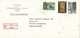 Greece Registered Cover Sent To Denmark 1981 Topic Stamps (sent From The Embassy Of Egypt Athenes) - Covers & Documents