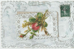 Carte Dentelle Avec Petite Carte à Déplier Pour Lire Un Message - Je Vous Envoi Ces Fleurs - Dreh- Und Zugkarten