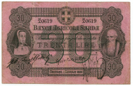 30 LIRE BANCA AGRICOLA SARDA CREDITO AGRARIO ORISTANO 01/01/1880 BB - Otros & Sin Clasificación