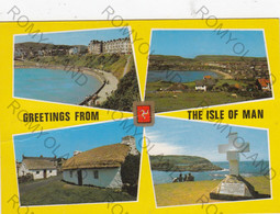 CARTOLINA  GREETINGS FROM THE ISLE OF MAN,PORT ST.MARY,PORT ERIN I.O.M.-GREGNEISH I.O.M.-CALF AND SOUND,VIAGGIATA 1990 - Isle Of Man
