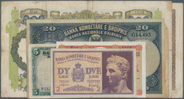 Albania / Albanien: Banca Nazionale D'Albania, Lot With 7 Banknotes 1925-1940 Including 5 Franka Ari - Albania