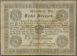 Austria / Österreich: K.u.K. Hauptmünzamt 6 Kreuzer 1849, P.A91, Stronger Folds And Stained Paper On - Austria