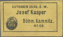 Austria / Österreich: Notgeld 1848 - 1869, Böhm. Kamnitz, Josef Kasper, 25 Kr. Ö. W. (Österreichisch - Austria