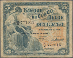 Belgian Congo / Belgisch Kongo: Banque Du Congo Belge 5 Francs With Overprint "Sixième Émission - 10 - Unclassified