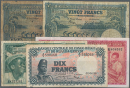 Belgian Congo / Belgisch Kongo: Lot With 5 Banknotes Banque Du Congo Belge And Banque Centrale Du Co - Unclassified