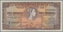 Bermuda: Bermuda Government Pair With 5 Shillings 1937 With Portrait Of King George VI (P.8b, F/F-) - Bermudas