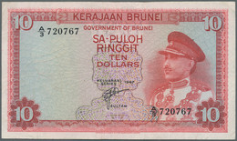 Brunei: Government Of Brunei 10 Ringgit 1967 With Portrai Of Sultan Saifuddin III, P.3 Nice And Attr - Brunei