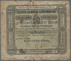 Ceylon: Asiatic Banking Corporation, KANDY Issue 10 Shillings 18xx, P.S106A, Extraordinary Rare With - Sri Lanka