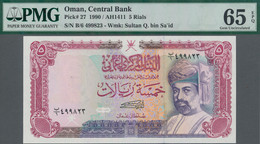 Oman: Central Bank Of Oman 5 Rials 1990 (AH1411), P.27, PMG 65 Gem Uncirculated EPQ. - Oman