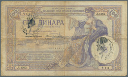 Yugoslavia / Jugoslavien: Italian Occupation Of Montenegro 100 Dinara ND(1941) With Handstamp "Verif - Yugoslavia