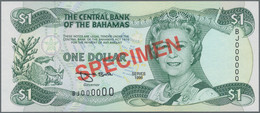 Bahamas: Set Of 4 SPECIMEN Banknotes Containing 1, 10, 50 And 100 Dollars 1996 SPECIMEN P. 57s, 59s, - Bahamas