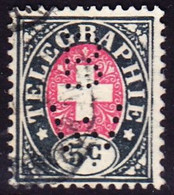 1881 5 Rp Gestempelt; Nr. 13 Faserpapier; Perfin. "BW": Bank In Winterthur - Telégrafo