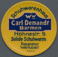 Deutschland - Briefmarkennotgeld: Barmen, Ww. Carl Demandt, 10 Pf. Orange In Zelluloidkapsel, MUG Or - Other & Unclassified