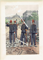 CAVALERIE 1860 POSTE DE GARDE DESSIN AQUARELLE ET GOUACHE DE PIERRE ALBERT LEROUX - Uniformes